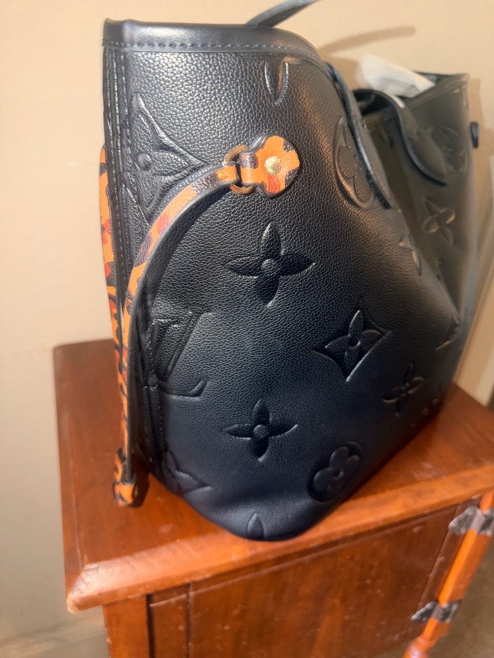 Louis Vuitton Black Embossed Monogram Leather Tote Bag - Picture 4 of 9